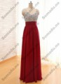 Burgund En-linje Kjaereste Imperiet Midje Front Split Chiffon Uteksaminert Kjoler